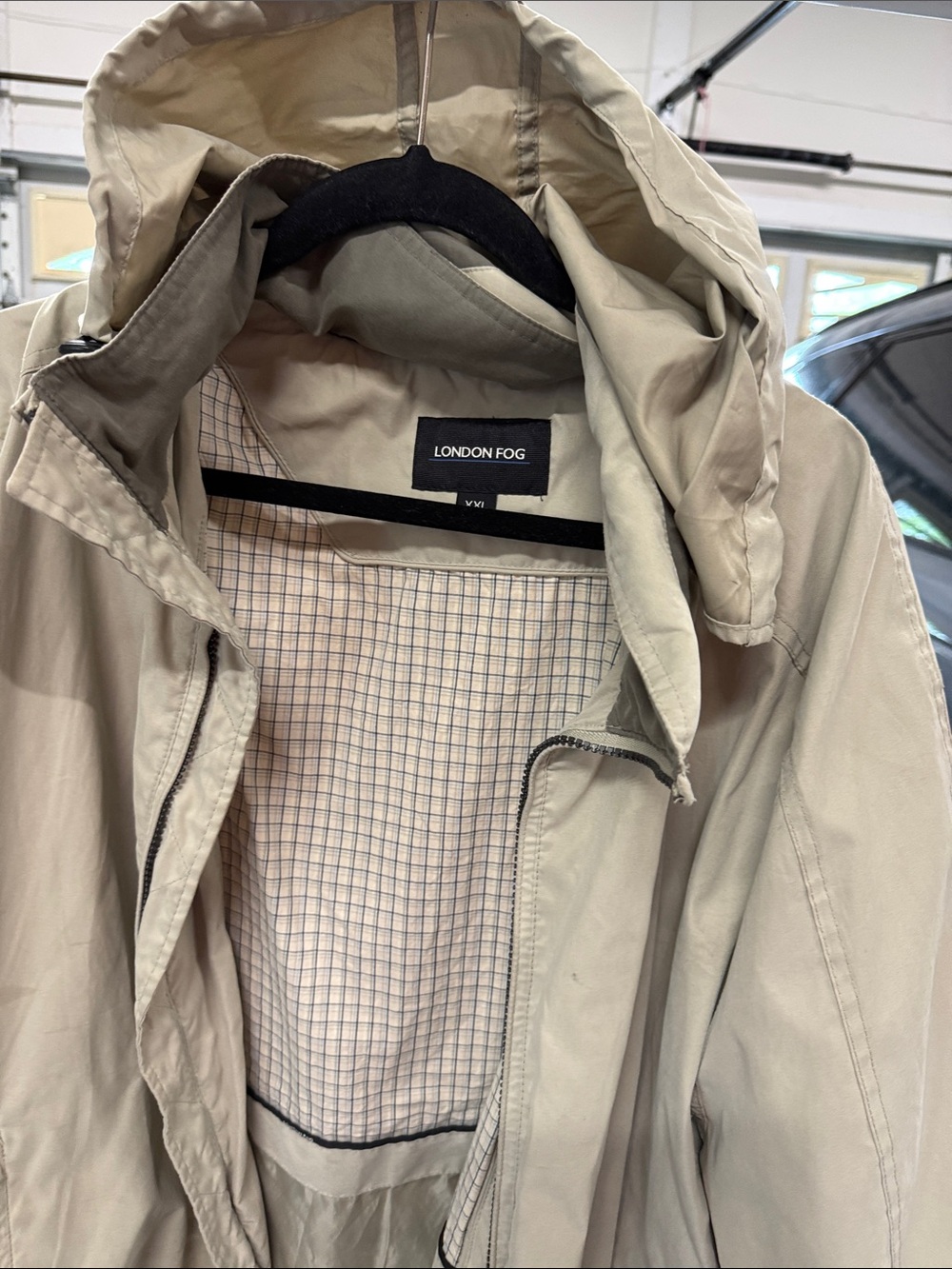 London Fog Men's Hooded Trench Coat in Beige